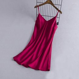 Women's Sleepwear Sexy Sleep Dress Homewear Chemise Nightgown Lady V-neck Nightdress Satin Intimate Lingerie Home Dressing Gown Lougne