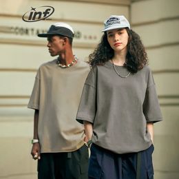 INFLATION Soft Touch 100% Cotton Blank T Shirt Men 265gsm Heavy Weight Oversized TShirt Unisex Hip Hop Tees 240307