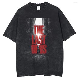 Men's T Shirts Harajuku Punk Cotton T-shirt Vintage The Last Of Us Game Pattern DTG Printed Round Neck Washed Short Sleeved Top