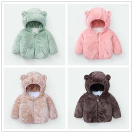 Down Coat Winter Baby Thick Coats 2024 Plus Velvet Warm Jackets Boys Girls Hooded Cotton Clothes Kids Coral Fleece Outerwear