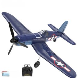 F4U RC Plane 2.4Ghz 4CH 400mm Wingspan One-Key Aerobatic RTF Remote Control Aircraft Toys Gifts for Children 240222