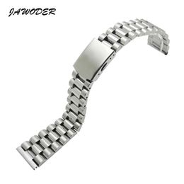 JAWODER Watchband 16 18 20 22mm Pure Solid Stainless Steel Polishing Brushed Watch Band Strap Deployment Buckle Bracelets261r