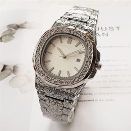 2019 new explosion models quartz watch carved shell square table business foreign trade Europe and America mens watches299x