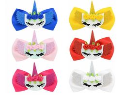 6 Colours Fashion Flower Shape Hair clip Hair Accessories 4 Inch Unicorn Bow Hair Clips for Girls Childrens 8764860503