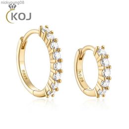 Charm KOJ Exquisite 8MM/12MM Hoop Earrings for Women Original 925 Sterling Silver Real Moissanite Gem Womens Earring 2023 NewL2403