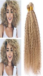 Piano 27613 Mixed Color Brazilian Virgin Human Hair 3Pcs Kinky Curly Piano Honey Blonde Highlight Blonde 2Tone Human Hair Weave 3147028