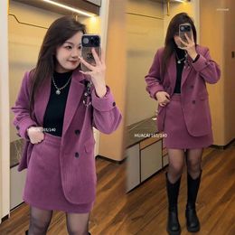 Two Piece Dress Plus Size Fashionable Corduroy Suit Women Spring Autumn Fashion Slimming Covering Coat Skirt Two-piece Set