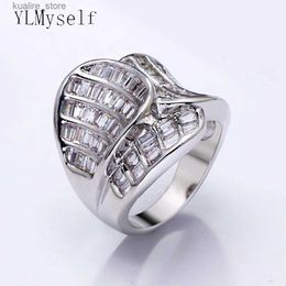 Cluster Rings Irregular large ring pave t-square crystal stones high grate Jewellery women big rings top quality L240315