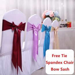 10pcs50pcs Satin Spandex Chair Bow Band Ribbon Tie Party Banquet Event Wedding Decoration Knot Stretch Sashes 240307