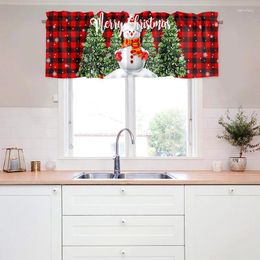 Curtain 1PC Home Decor Christmas Snowman Kitchen Small Window Bedroom Sheer Tree Short
