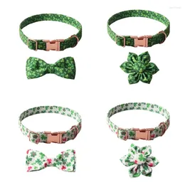 Dog Collars Pet Irish Necklace Adjustable Flower Kitten Suit Collar With Festive Bowtie For Salons Party