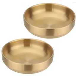 Plates 2 Pcs Sauce Dish Decorative Korean Kitchen Seasoning Bowl Stainless Steel Plate Serving