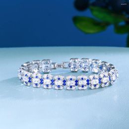 Link Bracelets Stunning Cubic Zirconia Bridal Wedding Jewelry Silver Color Blue Crystal CZ Bracelet LYSfor Bridesmaid Gift LYS0258