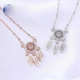 Chains Exquisite Women's Pure Sier Feather Necklace Pendant With Personalized Hollow Collarbone Chain