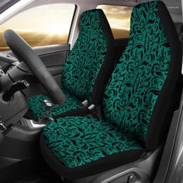 Car Seat Covers Emerald Green Set With Black Vintage Floral Design Pack Of 2 Universal Front Protective Cover