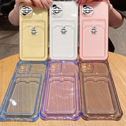 Straight Edge Transparent Card Insertion 13 Phone Case Applicable 14 Phone Case with Card Case XS Straight Edge TPU Soft Case 15
