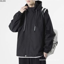 Black Hooded Stormtrooper Jacket for Mens Spring and Autumn Season Mountain Style Outdoor Ruffian Handsome Brand Clothing
