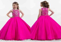 Pink Sparkly Princess Ball Gown Girl039s Pageant Dresses for Teens Floor Length Kids Formal Wear Prom Dresses with Beading 2342606