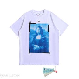 Offs Withe Men's T-Shirts Xia Chao Brand Mona Lisa Oil Painting Arrow Short Sleeve Men And Women Casual Large Loose T-Shirt 59