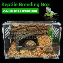 Terrariums Transparent Reptile Animal Insect Pet Breathable Feeding Plastic Box Hamster Frog Snake EscapeProof Cage Turtle Lizard Silkworm