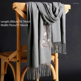 Scarves Fashion Imitation Cashmere Scarf Embroidered Tassel Shawl Autumn Winter Warm Pashmina For Women Wraps Neck Protection 200 70cm