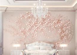 Customized large mural luxury elegance 3d stereoscopic flower rose gold 3D wallpaper for living room TV backdrop wall paper247n6646225