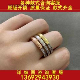 Tifaniym classic T Family TIFF925 Silver V Gold Material Fashion New Lock Half Diamond Single Finger Ring 9Q5Y