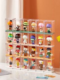 Bins Dustproof Acrylic Doll Toys Storage Organizer Box Mystery Box Display Stand Popmart Storage Box Case Blind Box Showcase