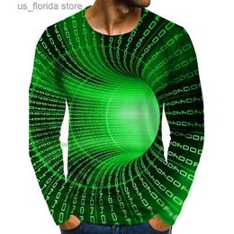 Men's T-Shirts Graphic Optical Illusion 3D Printed Long Slve T Shirt Casual Fashion Comfy Clothes Tshirt Ts Top Cheap Strtwear Baggy Cool Y240315
