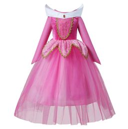 Sleeping Beauty Princess Aurora Dress up Party Costume Long Sleeve 5 Layers Cosplay Long Dress Halloween Birthday Gift9153939