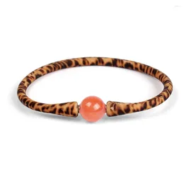 Charm Bracelets Natural Round Stone Silicone Bangle Colourful Rubber Bracelet With Single Gemstone For Women Jewellery