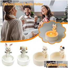 Candle Holders Cartoon Dog Holder Warming Paws Creative Gift Light Heat Resistant Decor Ea K8H2 Drop Delivery Home Garden Dhmof