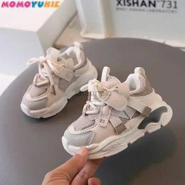 First Walkers 2023 Spring And Autumn New Kids Sports Shoes Fashionable Mesh Cross Tie Breathable Sneakers For Boys Kids Girls Running Shoes 240315