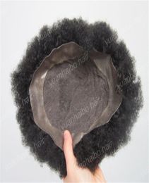 Top Selling 6inch Natural Black Afro Curl Indian Human Hair Replacement Lace with PU Toupees for Black Men Fast Express Delivery6975402