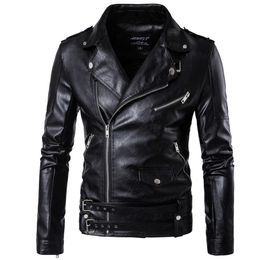 Herren Leder Kunstleder Jacke Mode Punk Leder für Männer Carrie Leder Biker Leder Slim-Fit Harley Lederjacke D101 T240315