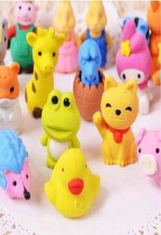 Lovely Cartoon Animals Pencil Eraser Cute Rubber Correction Erasers Student Stationery School Supplies Kids Gift Promotion 23pcsl6447454