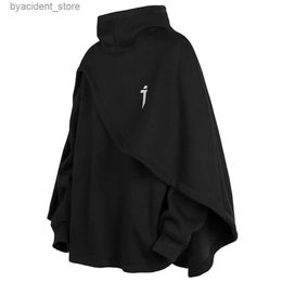 Men's Hoodies Sweatshirts ARENS Fashion Cloak Men Techwear Streetwear Hoodie Pullovers Black Grey Darkwear Oversized High Collar Sweatshirt Unisex L240318