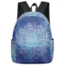 Backpack Blue Mandala Women Man Backpacks Waterproof Multi-Pocket School For Student Boys Girls Laptop Book Pack Mochilas