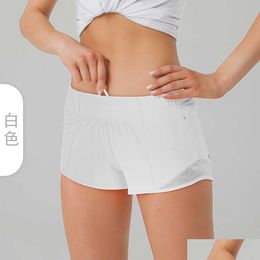 Womens Shorts Lu-248 Breathable Quick Drying Ty Sports Underwear Pocket Running Fitness Pants Princess Sportswear Gym Leggings Drop De Otgzy