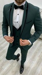 Men's Suits Mens Green 3 Piece Suit Elegant Wedding Prom Dinner Slim Fit Tuxedo Coat Pants Clothing