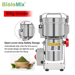 Tools BioloMix 800g 700g Grains Spices Hebals Cereals Coffee Dry Food Grinder Mill Grinding Machine Gristmill Flour Powder crusher