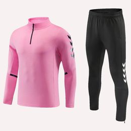 Season Original Football Training Suit Long Sleeve Soccer Sportswear Set High Quality Adult Kids Half Zip Tracksuit 240306