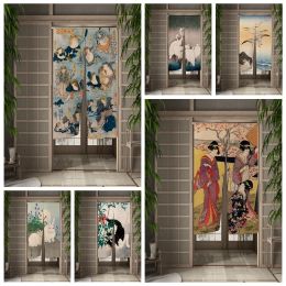 Curtains Japanese Ukiyoe Painting Door Curtain Dining Door Decor Curtain Partition Curtain Drape Kitchen Entrance Hanging HalfCurtain