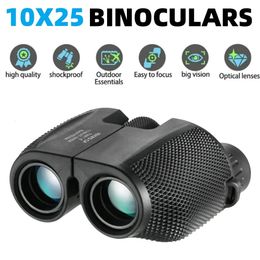 Binoculars 10X25 HD Mini Portable Telescope BAK4 FMC Coated Outdoor Bird Watching Hunting Travel Camping Ball Game 240311