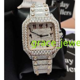 Luxury Fashion Handmade VVS Clarity Moissanite Diamond Watch Fully Iced Out Wrist Watch at Cheap Price Available in Stock