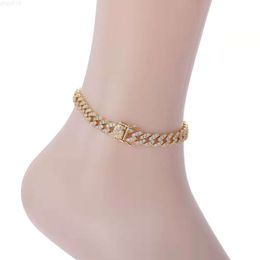 럭셔리 9 인치 10 인치 고품질 지르콘 크리스탈 다이아몬드 쿠바 링크 발목 발목