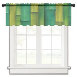 Curtain Bamboo Plant Emerald Green Gradient Small Window Tulle Sheer Short Bedroom Living Room Home Decor Voile Drapes