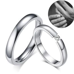 3mm Thin 14K White Gold Wedding Rings for Women Men Never Fade Engagement Bands CZ Stone Solitaire Ring