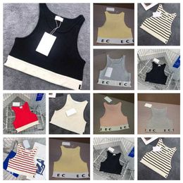 Designer Womens Tank Tops T Shirts Summer Women Tops Tees Crop Top Embroidery Sexy Off Shoulder Black Casual Sleeveless Backless Top Shirts Solid Stripe Vest