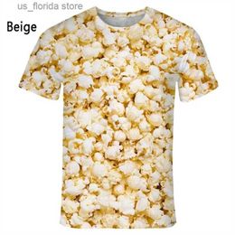 Men's T-Shirts New Fashion Popcorn 3D Printed Funny T Shirts Mens And Womens Clothing Summer Short Slve T-Shirt Unisex Strtwear Tops Ts Y240321